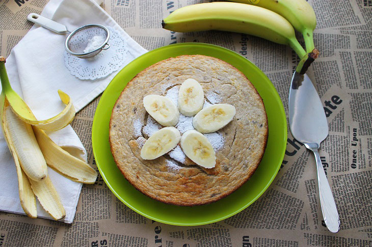 Cottage cheese casserole with banana without flour and sugar - tender and tasty