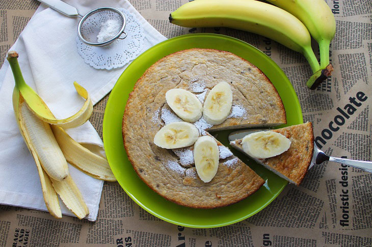 Cottage cheese casserole with banana without flour and sugar - tender and tasty