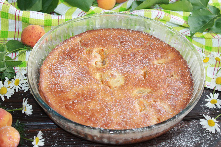 Jellied pie with apricots - lush and fragrant